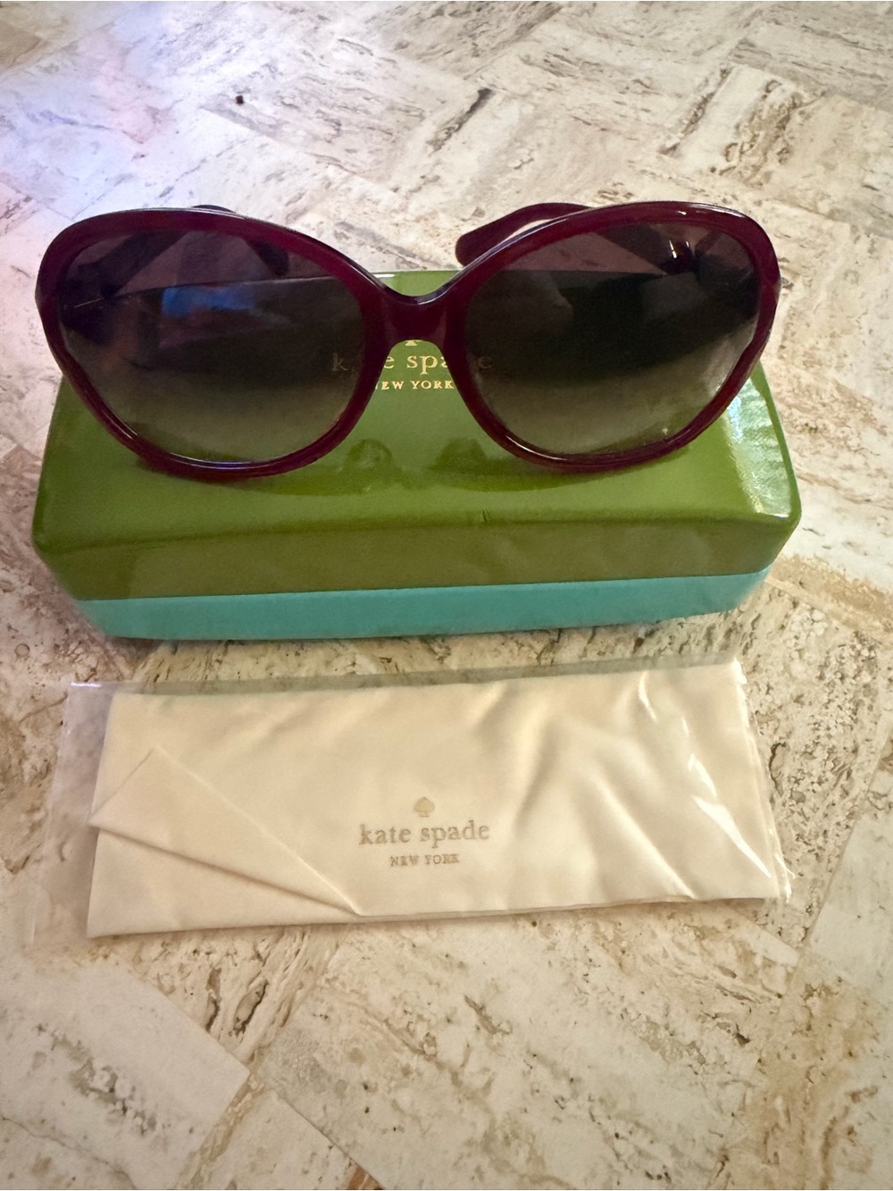 kate spade Oversized Round Sunglasses in Deep Burgundy